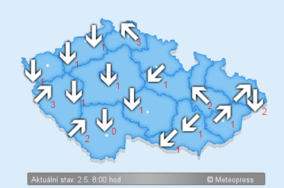 Vítr v ČR - mapa