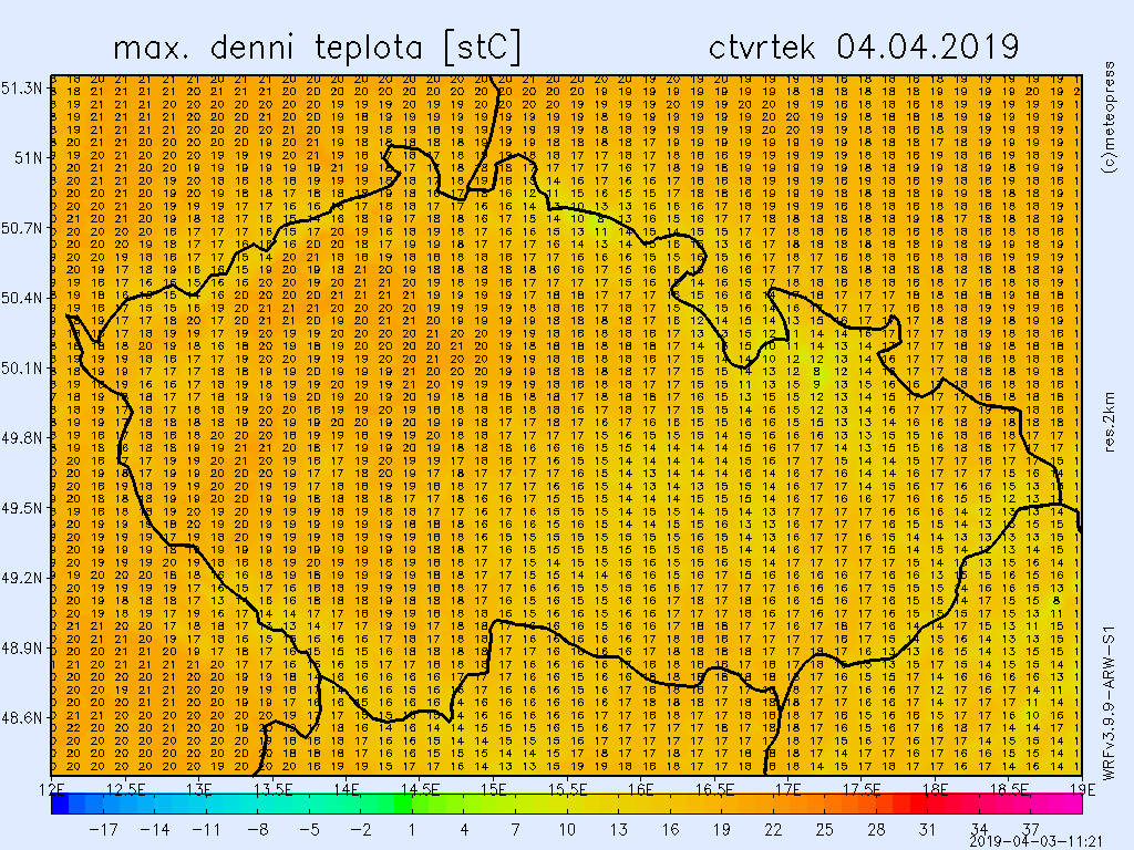 Čtvrteční teploty mohou přesáhnout 20 °C