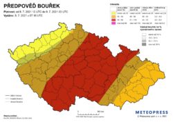 Předpověď bouřek na 8. 7. 2021 